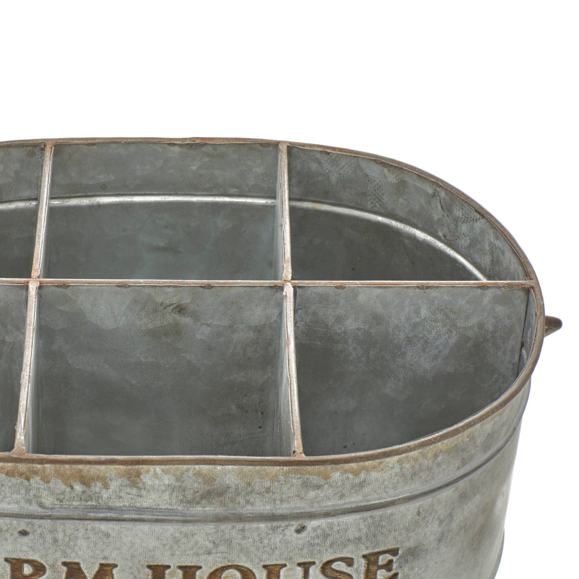 13" Gray Metal Farmhouse Wine Holder